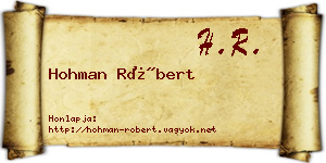 Hohman Róbert névjegykártya